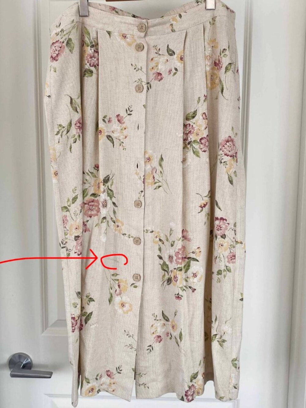 Linen blended Floral Midi Skirt (40'')